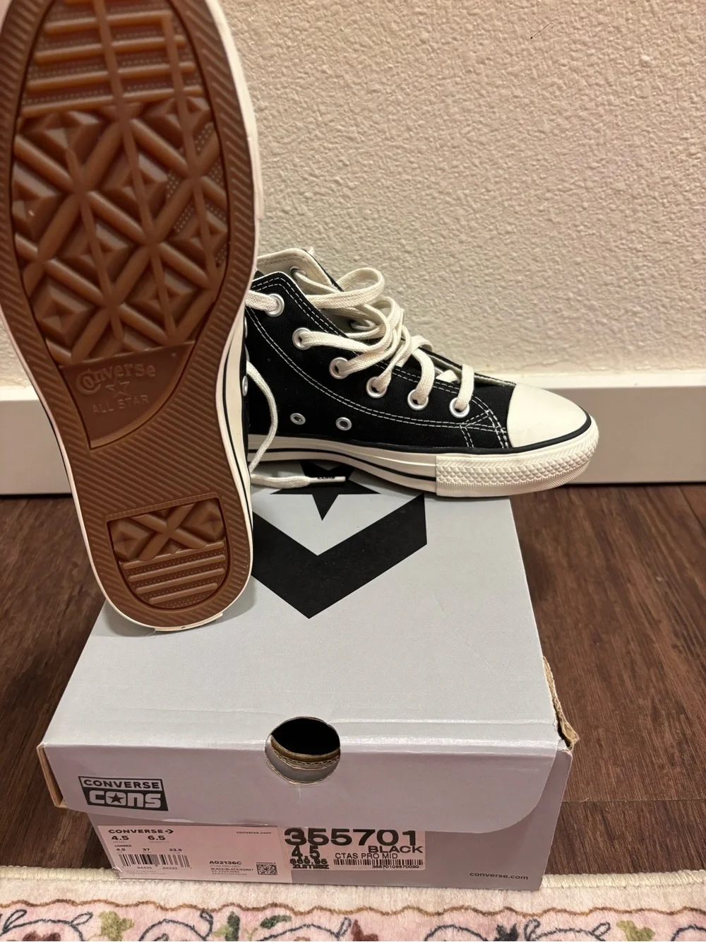 Converse Kids Black & White High Top Sneakers
